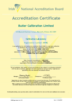 Butler Calibration Limited Cert summary image