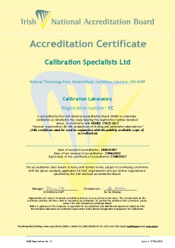 Calibration Specialists Ltd - 1C Cert summary image