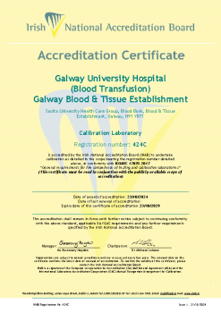 Galway University Hospital Blood Transfusion - 424C Cert summary image