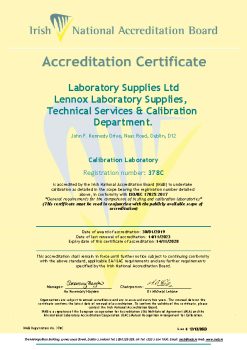 Laboratory Supplies Ltd - 378C Cert summary image
