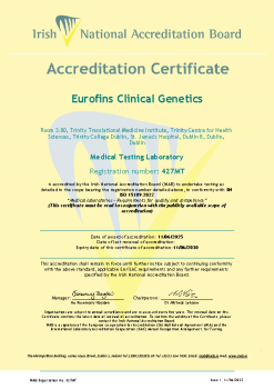 Eurofins Clinical Genetics - 427MT Cert summary image