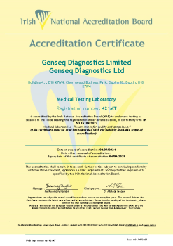 Genseq Diagnostics - 421MT Cert summary image