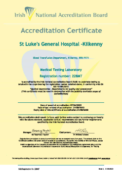 St Luke's General Hospital Kilkenny - 228MT Cert summary image