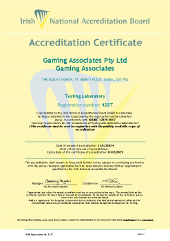 Gaming Associates Pty Ltd - 425T - Cert summary image