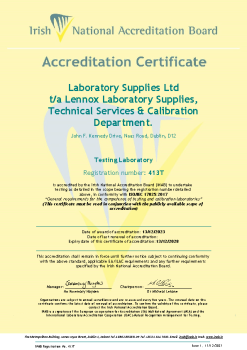 Laboratory Supplies Ltd - 413T Cert summary image