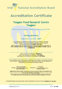 Teagasc Food Research Centre - 323T Cert summary image