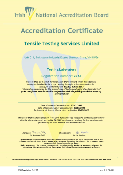 Tensile Testing Services Ltd - 276T Cert  summary image