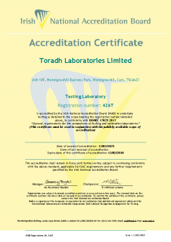 Toradh Laboratories - 426T Cert summary image