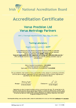 Verus Precision Ltd - 429T Cert summary image