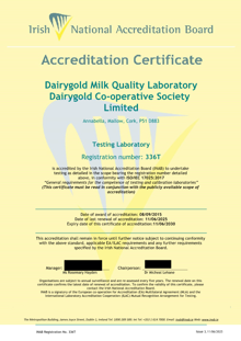 Dairygold Milk Quality Laboratory  336T Cert thumbnail