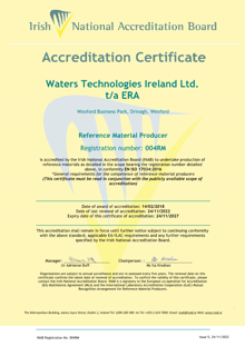 Waters Technologies Ireland Ltd t/a ERA  004RM Cert thumbnail