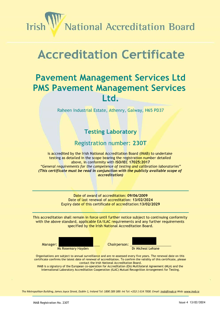 PMS Pavement Management Services Ltd  230T Cert thumbnail