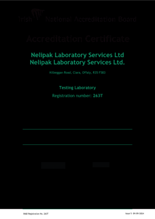 Nelipak Laboratory Services Ltd  263T Cert thumbnail