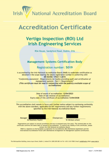 Vertigo Inspection (ROI) Ltd  5019 Cert thumbnail