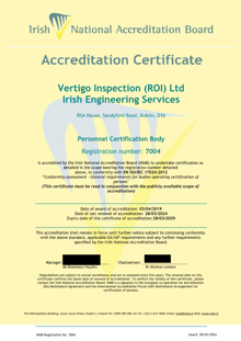 Vertigo Inspection (ROI) Ltd 7004 Cert thumbnail