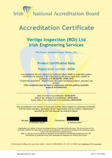 Vertigo Inspection (ROI) Ltd 6026 Cert thumbnail