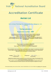Metlab Ltd  398T Cert thumbnail