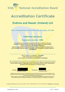 Endress + Hauser (Ireland) Ltd  428C Cert thumbnail