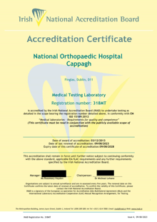 National Orthopaedic Hospital Cappagh  318MT Cert thumbnail