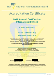 OMNI Assured Certification International Limited 6025  Cert thumbnail