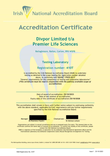 Divpor Limited t/a Premier Life Sciences  410T Cert thumbnail
