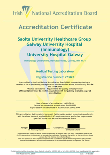 Saolta University Healthcare Group Galway University Hospital (Immunology)  255MT Cert thumbnail